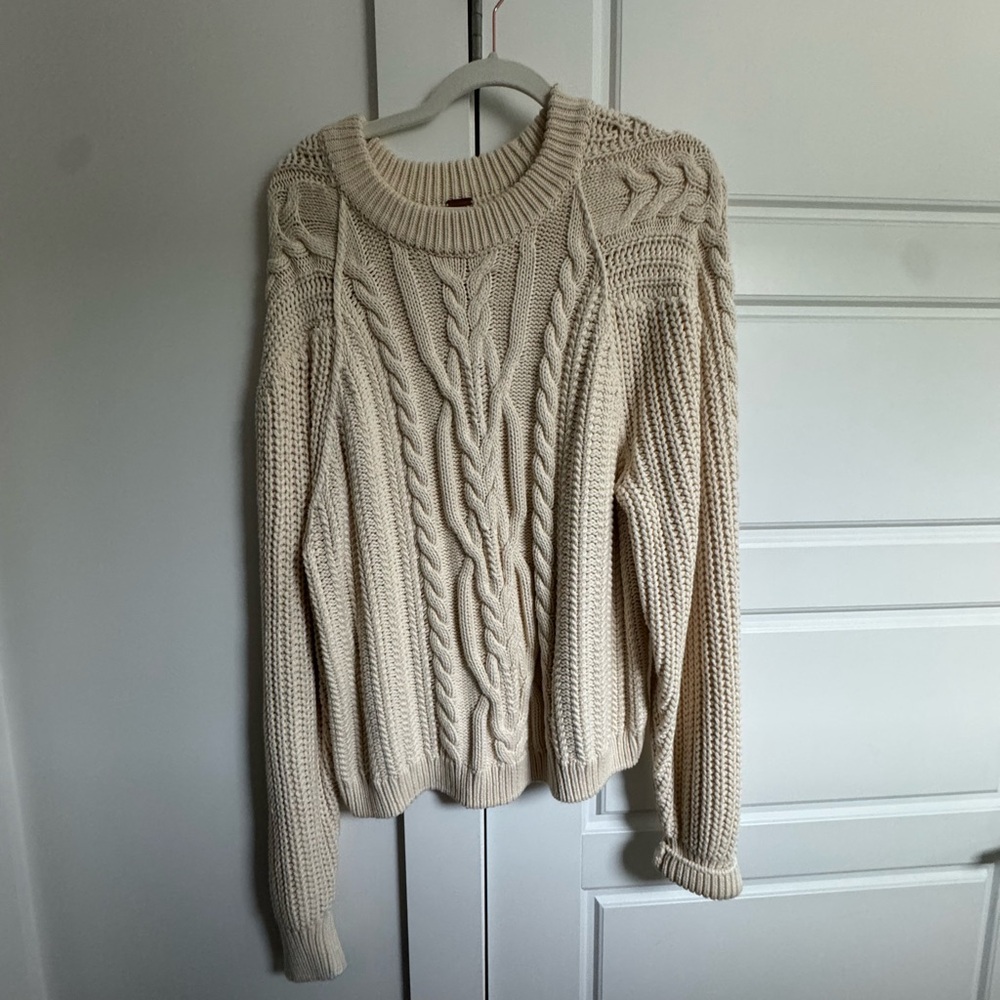 Free people Cream Cable Knit Sweater